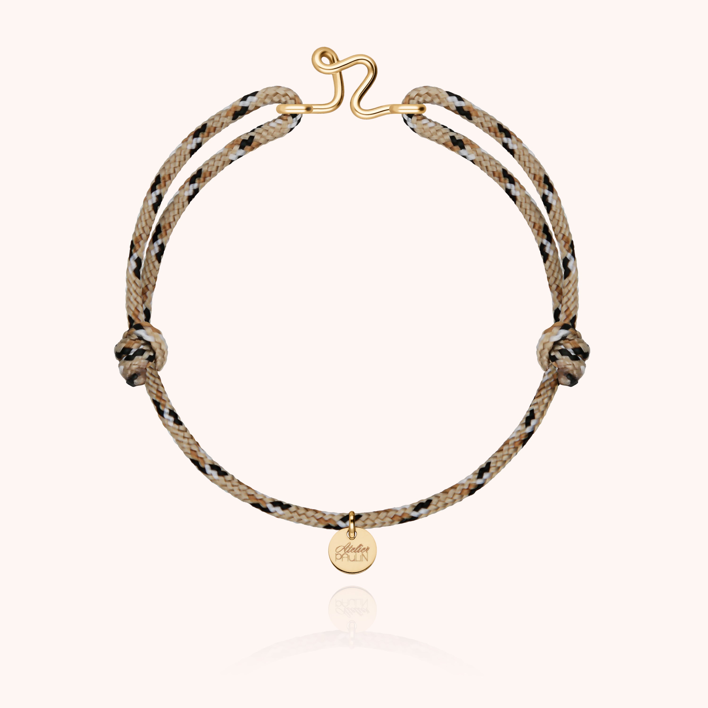 Bracelet Cordon Knot Initiale Homme - or jaune laminé