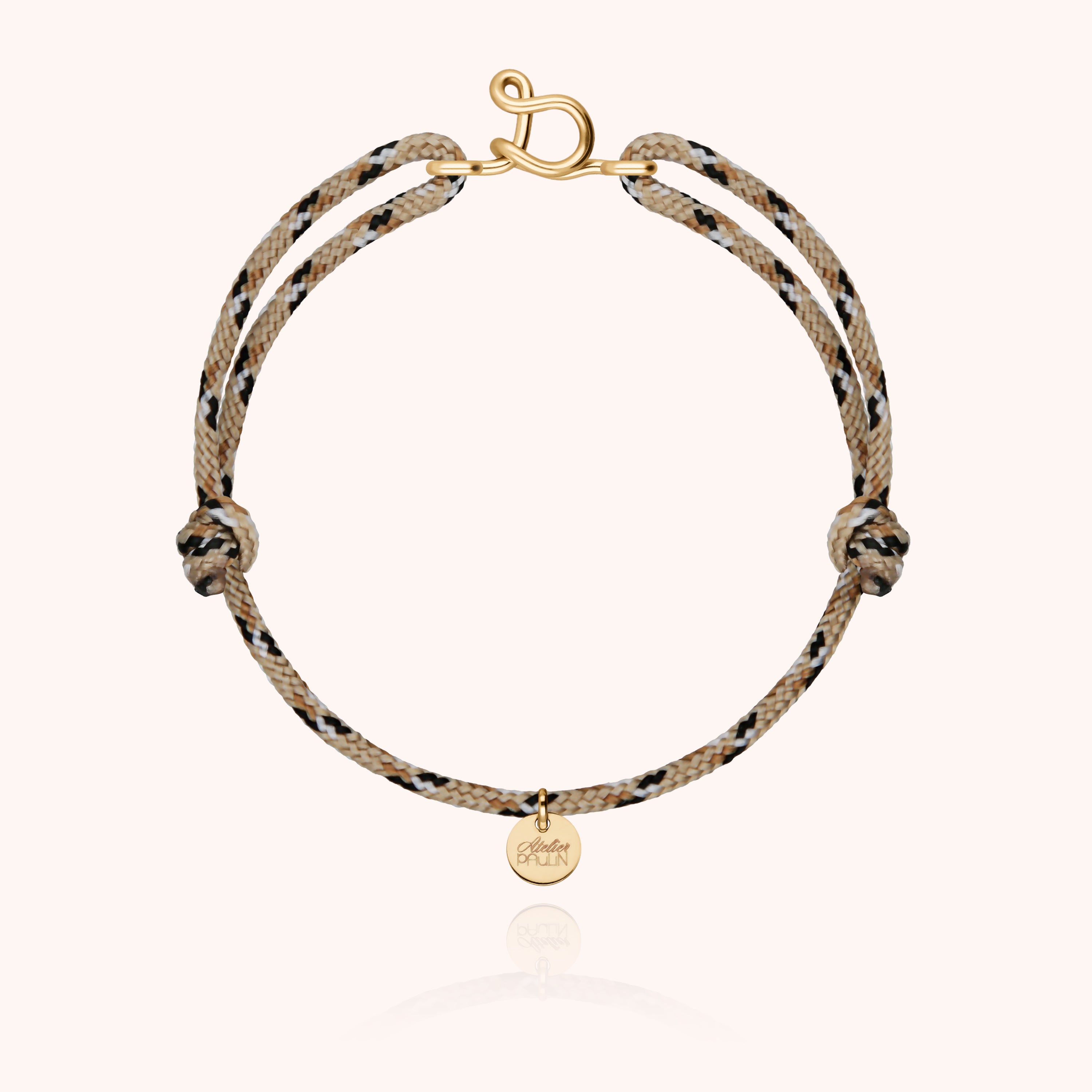 Bracelet Cordon Knot Initiale Homme - or jaune laminé