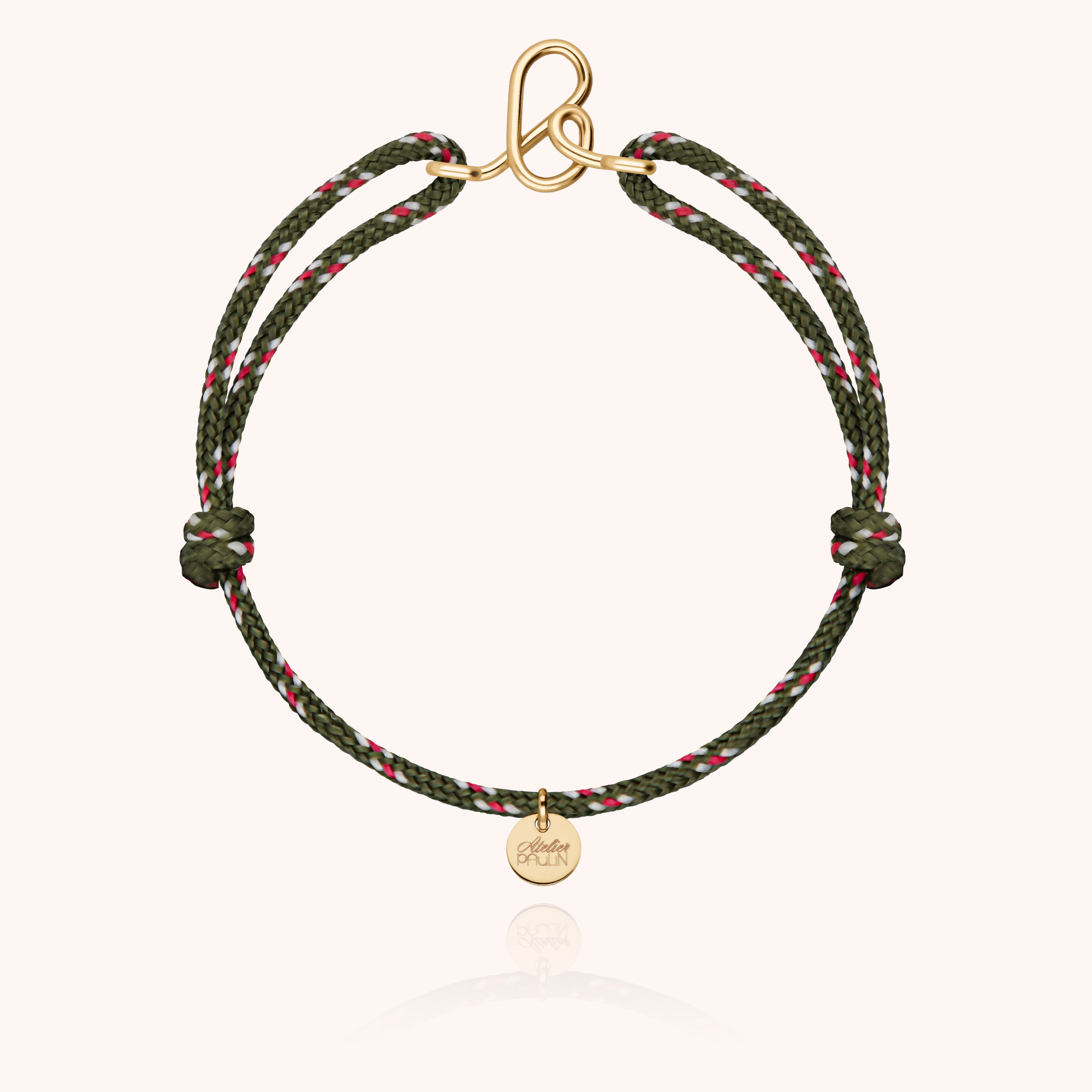 Bracelet Cordon Knot Initiale Homme - or jaune laminé