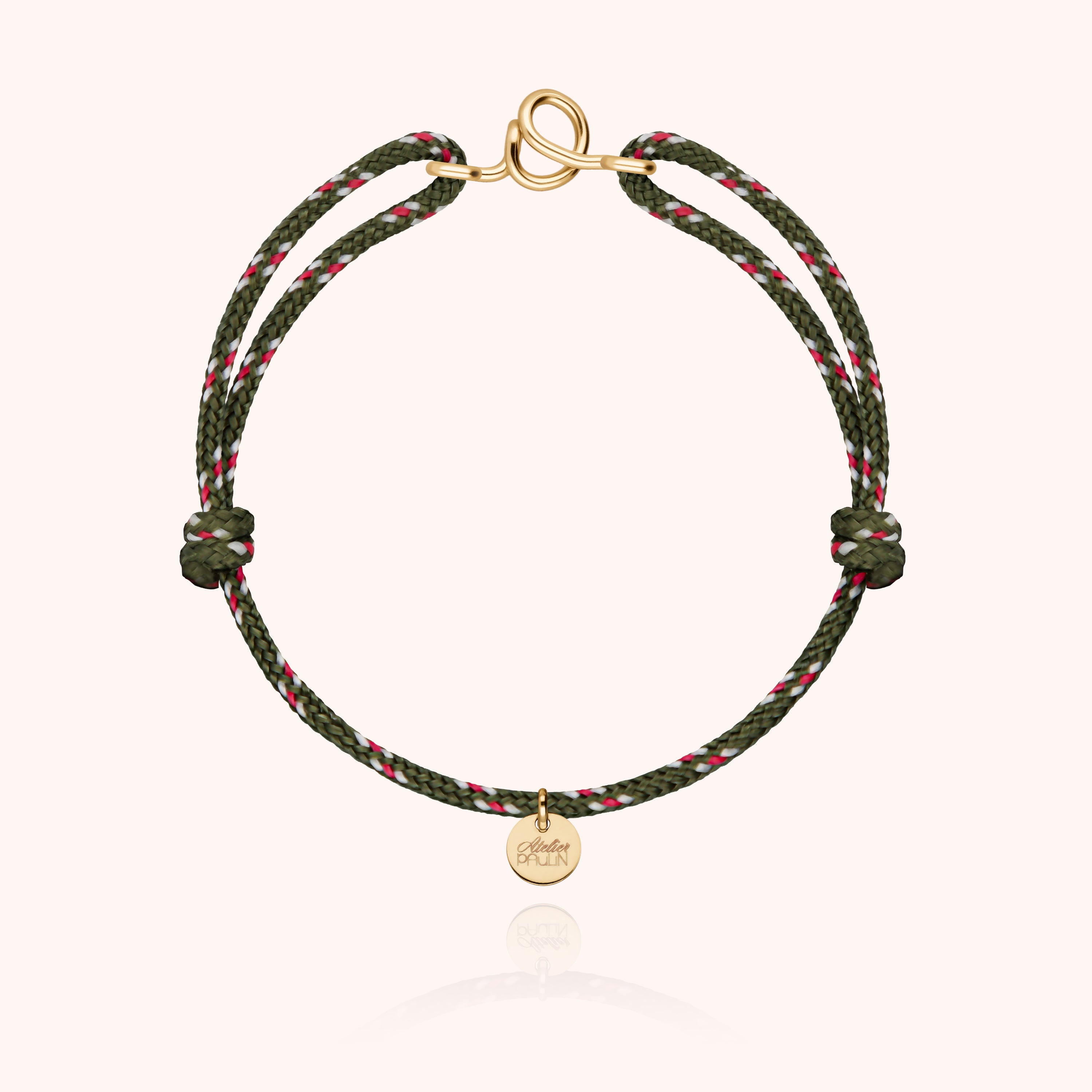 Bracelet Cordon Knot Initiale Homme - or jaune laminé