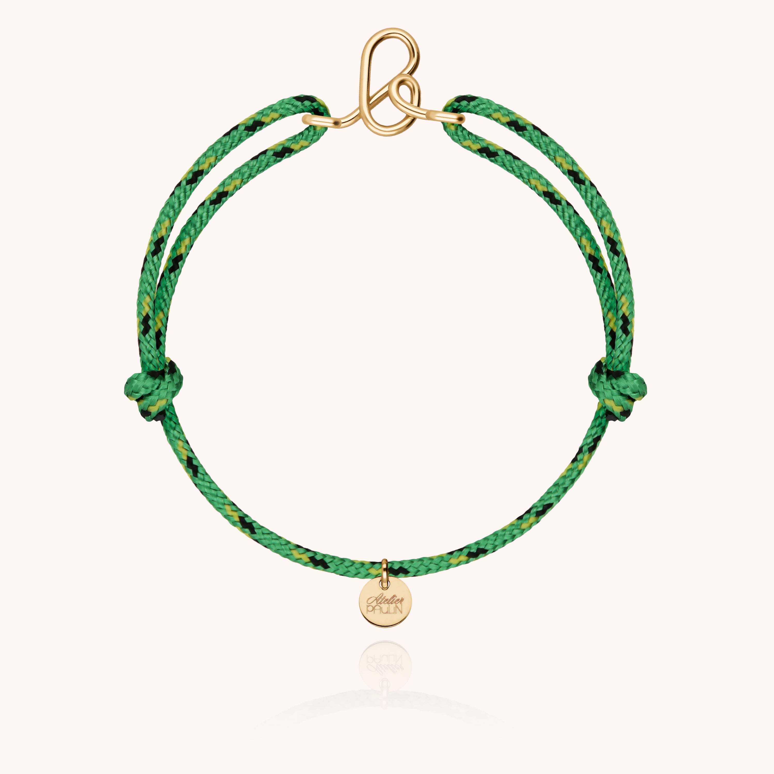 Bracelet Cordon Knot Initiale Homme - or jaune laminé