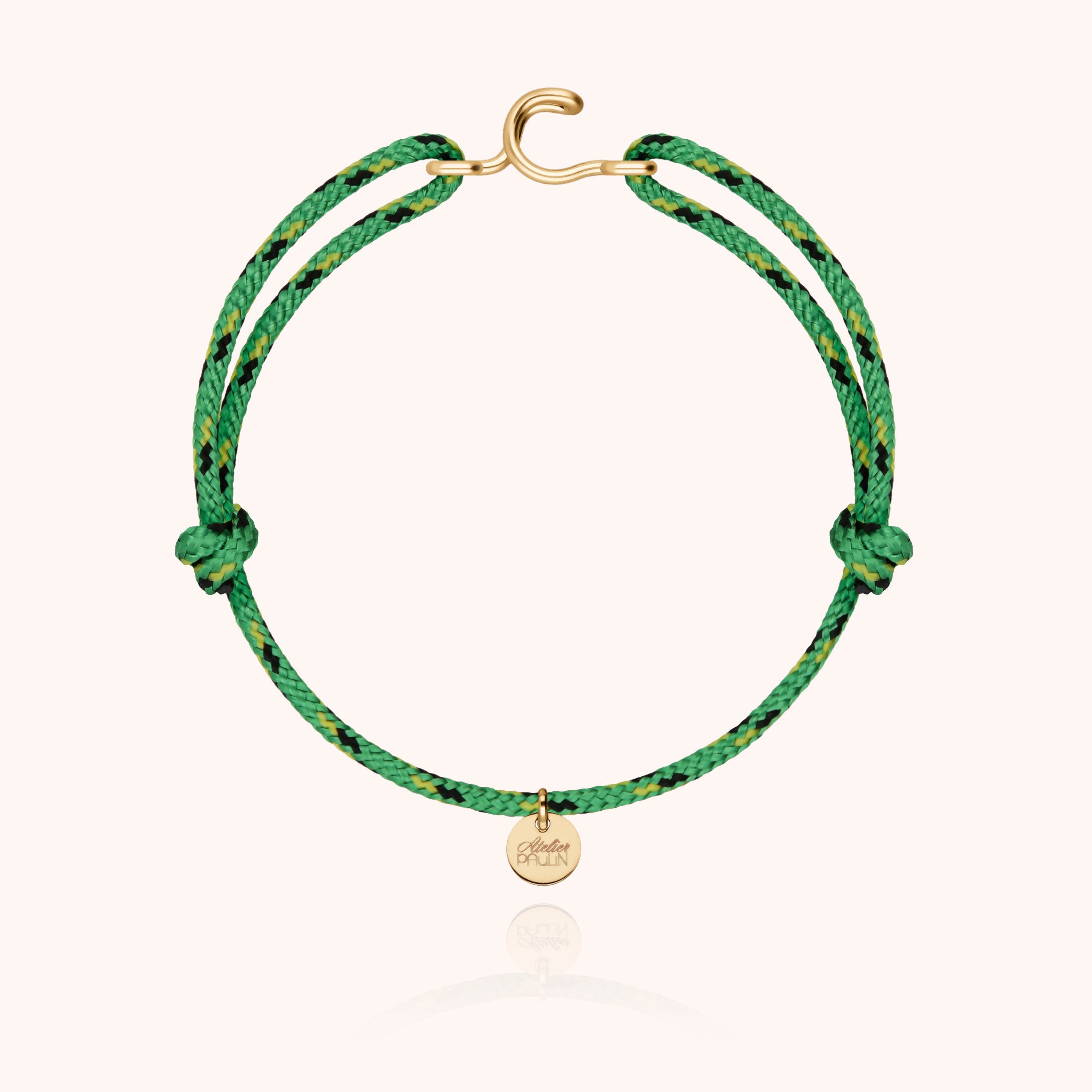 Bracelet Cordon Knot Initiale Homme - or jaune laminé