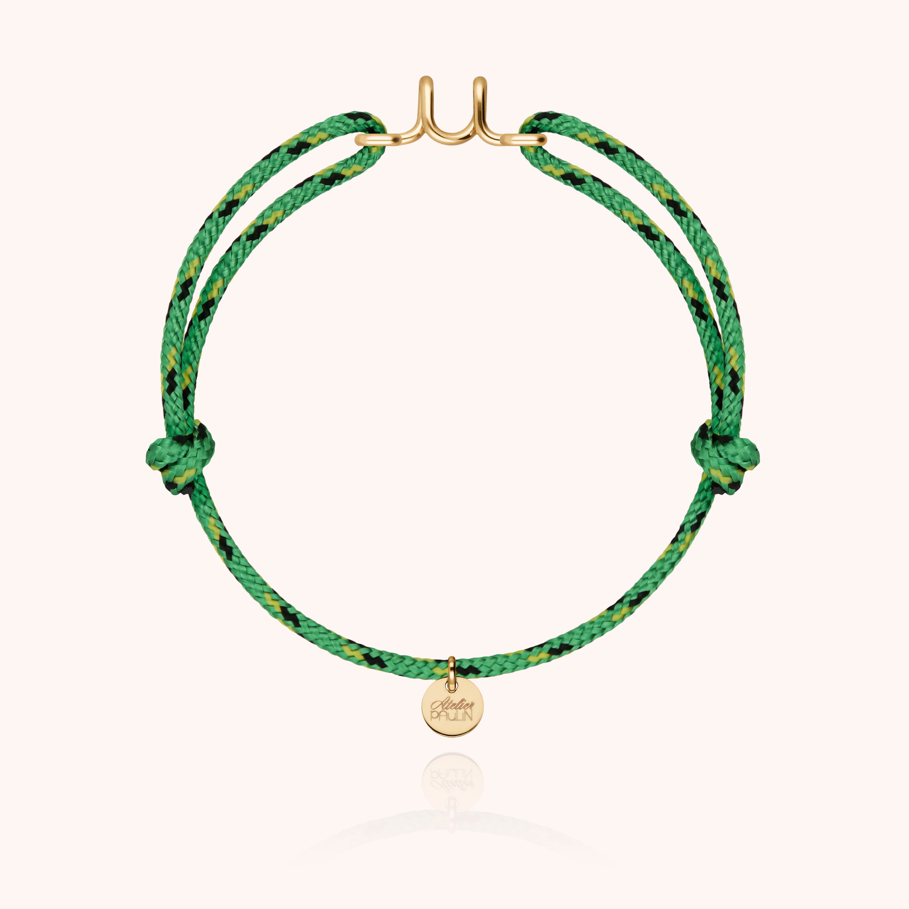 Bracelet Cordon Knot Initiale Homme - or jaune laminé