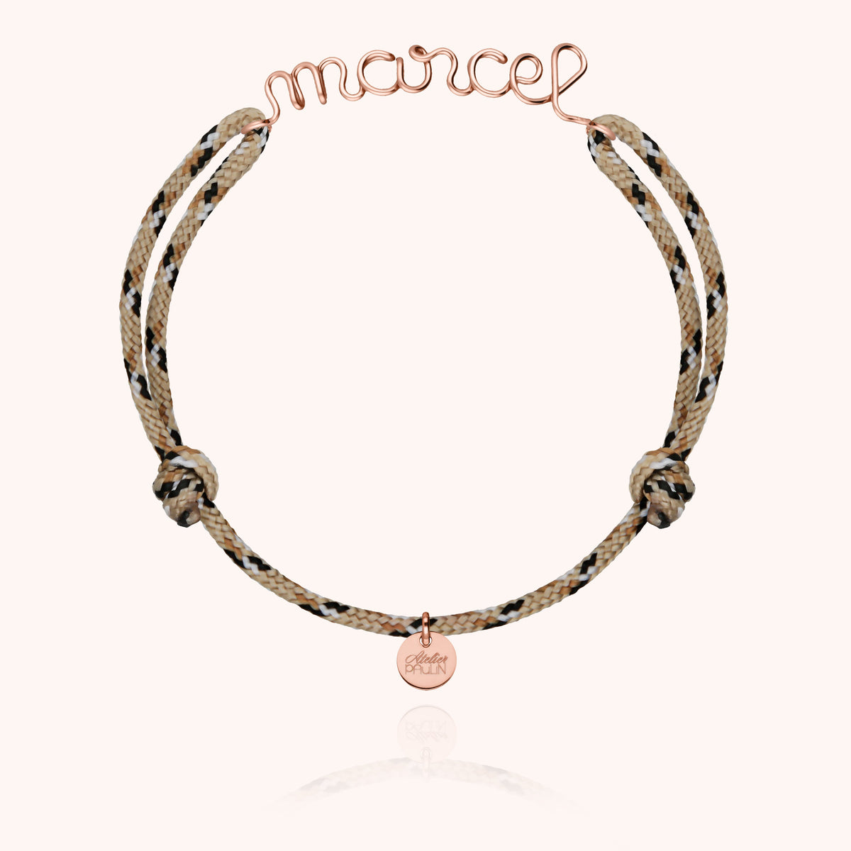 Bracciale Cordino Knot Personalizzato Uomo in filo d'oro rosa laminato 14k