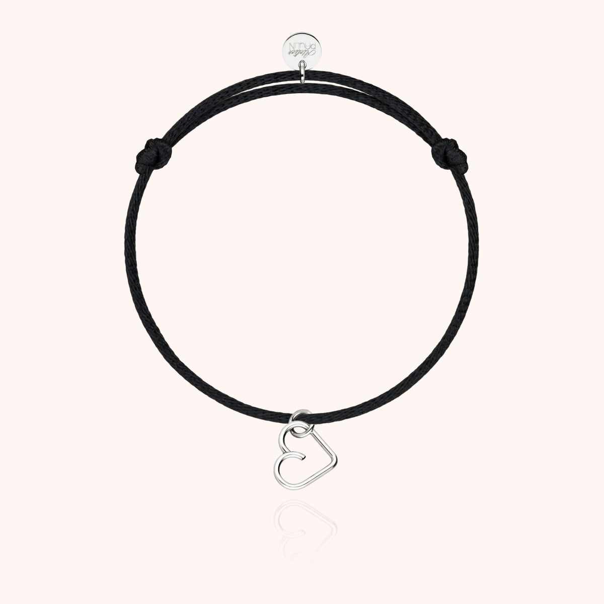 Bracciale Cordino Lucky Charms Cuore in filo d'oro bianco 18kt nel suo cofanetto Atelier Paulin