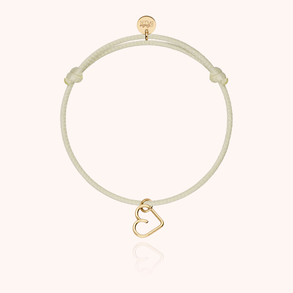 Bracciale Cordino Lucky Charms Cuore in filo d'oro giallo 18kt nella sua scatola regalo Atelier Paulin