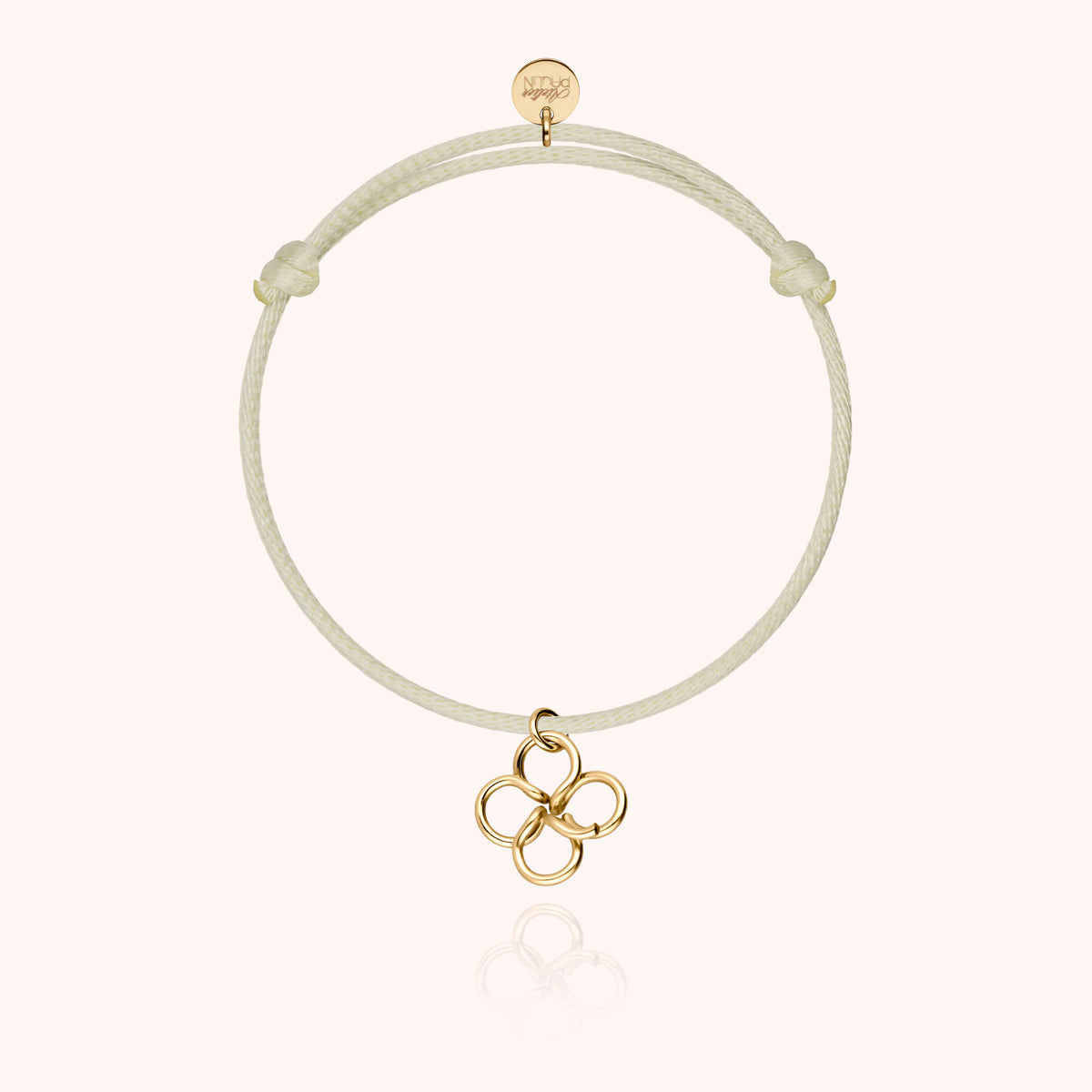 Atelier Paulin Geschenkverpackung mit Kleeblatt-Armband in Gelbgold zum Geburtstag