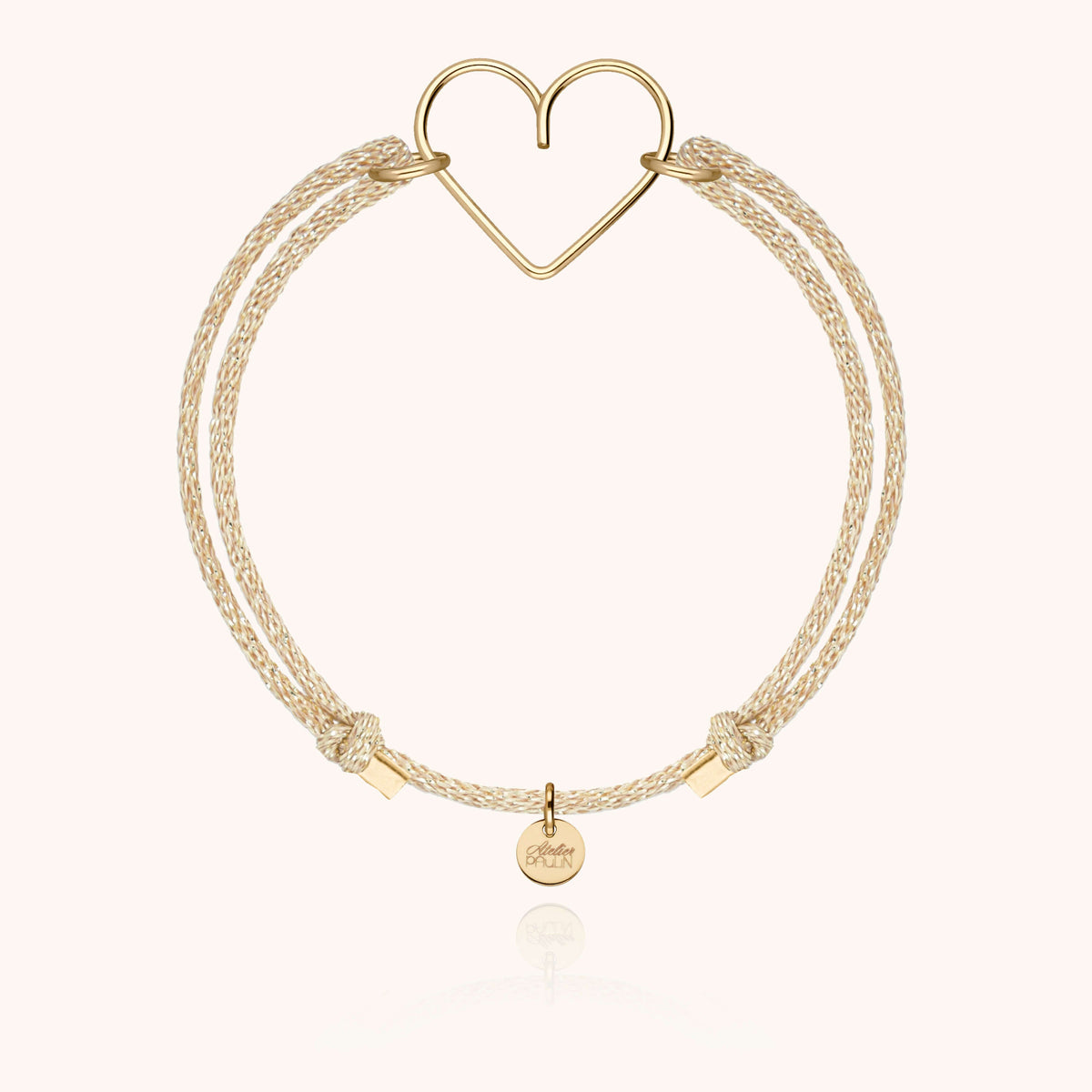 Bracciale Cordino Lurex Cuore in filo d'oro giallo laminato 14k