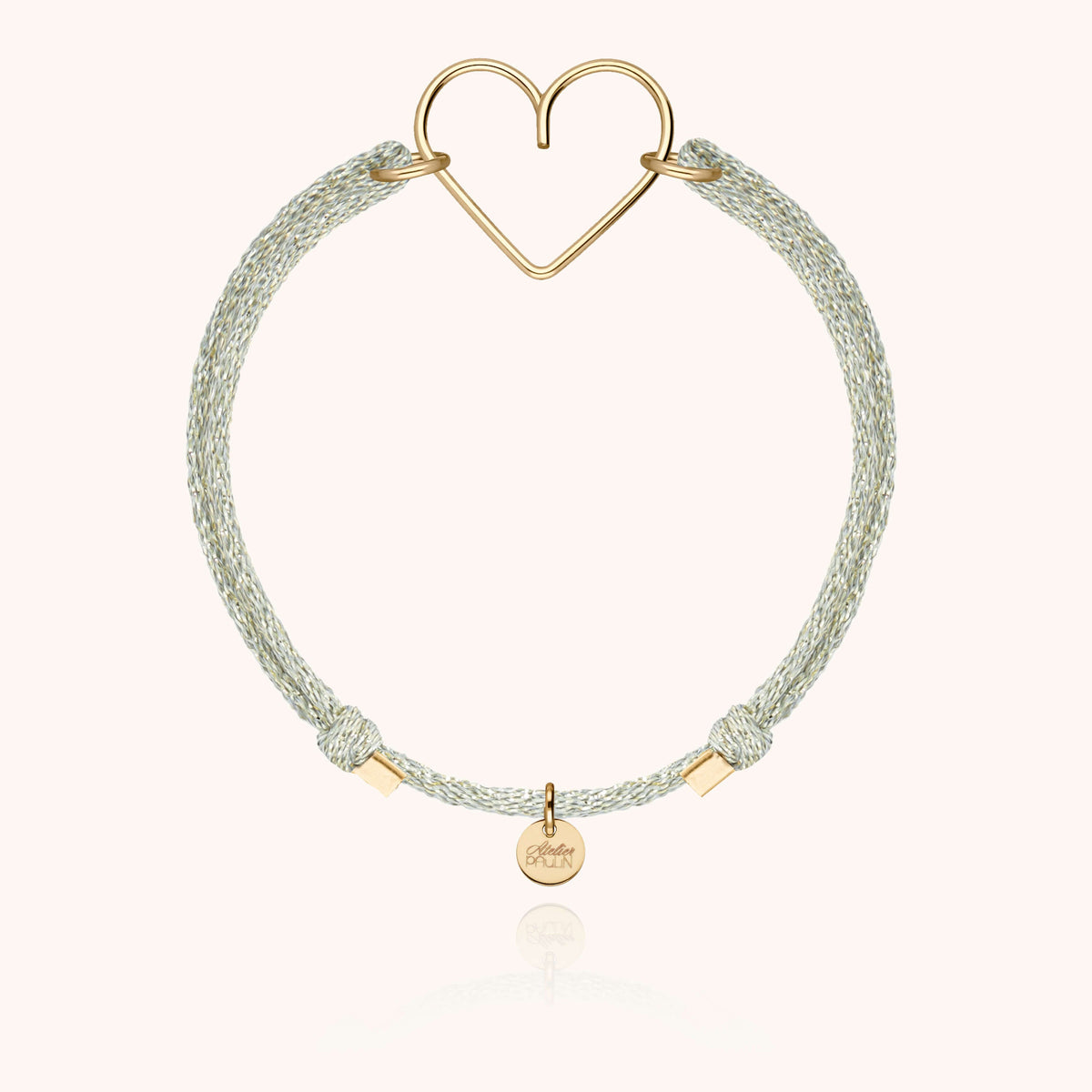 Bracciale Cordino Lurex Cuore in filo d'oro giallo laminato 14k