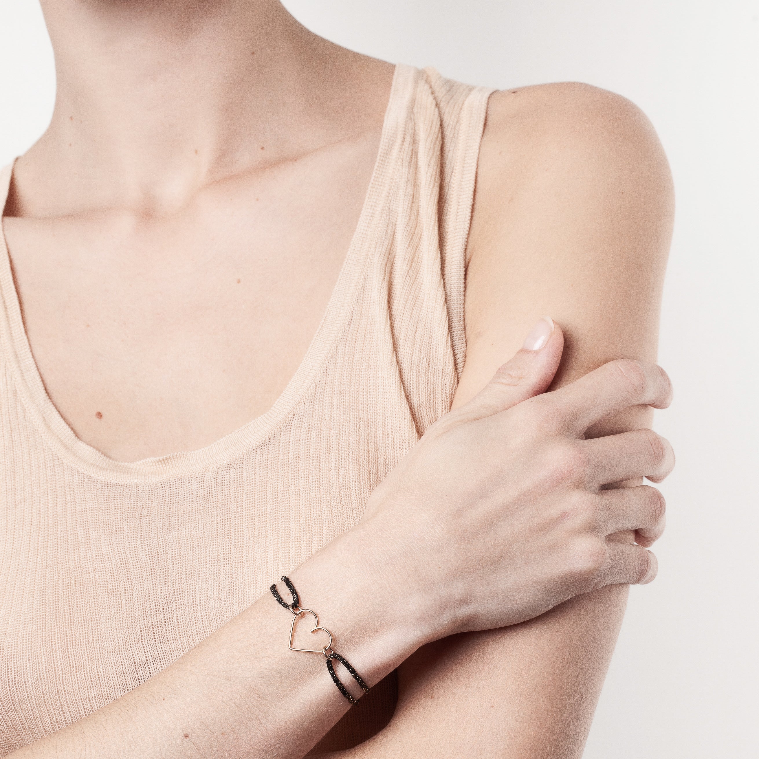 Bracelet Cordon Lurex Coeur — bijou artisanal bracelet livraison express