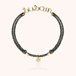 Bracciale Cordino Lurex Personalizzato in filo d'oro giallo laminato 14k, nome modellato a mano