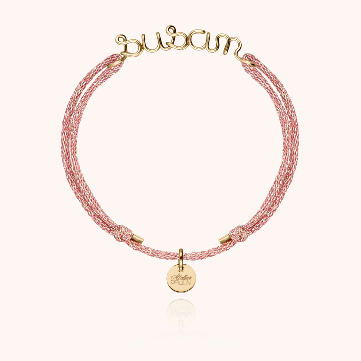 Personalisiertes Armband Lurexkordel personalisierbar — handgefertigtes Geschenk