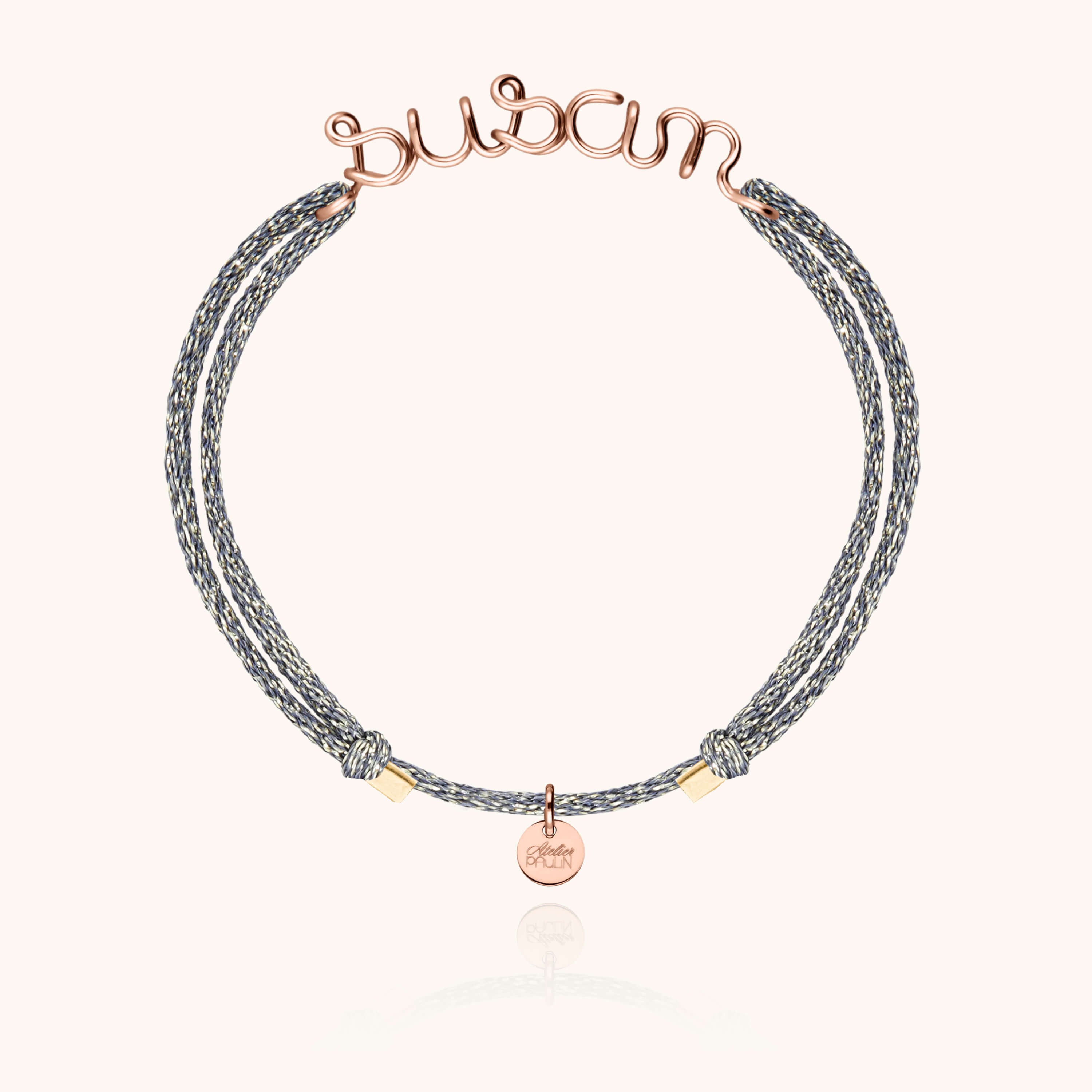 Bracelet Cordon Lurex Personnalisé en or rose laminé — bijou fait main Atelier Paulin