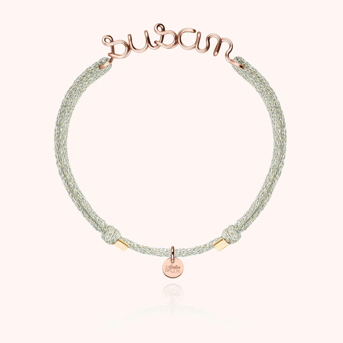 Bracciale Cordino Lurex Personalizzato in filo d'oro rosa laminato 14k