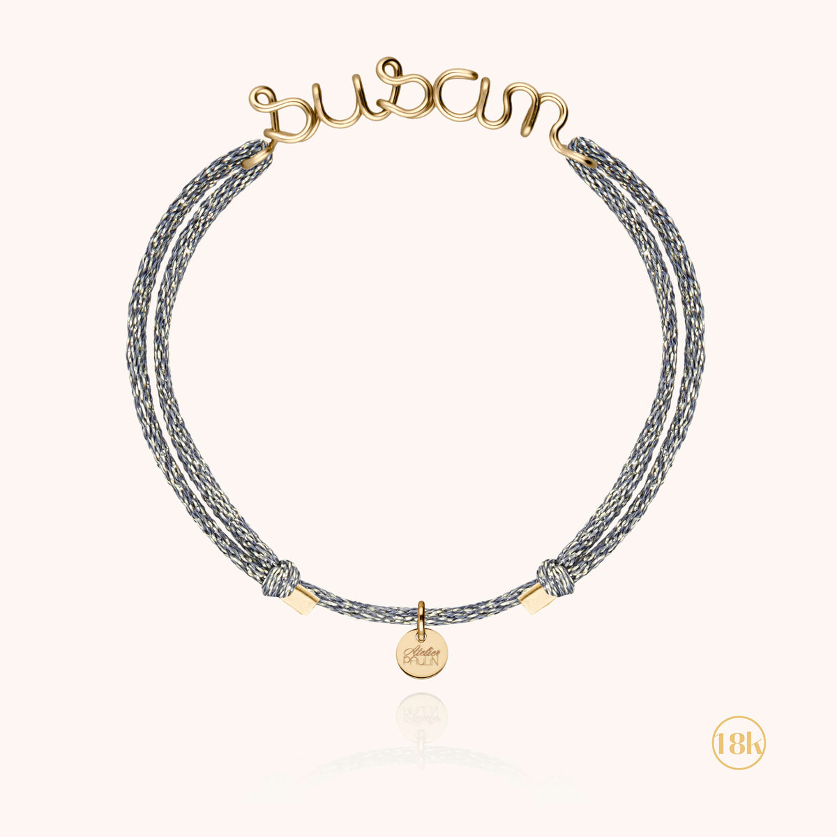 Bracciale Cordino Lurex Personalizzato in filo d'oro giallo 18kt