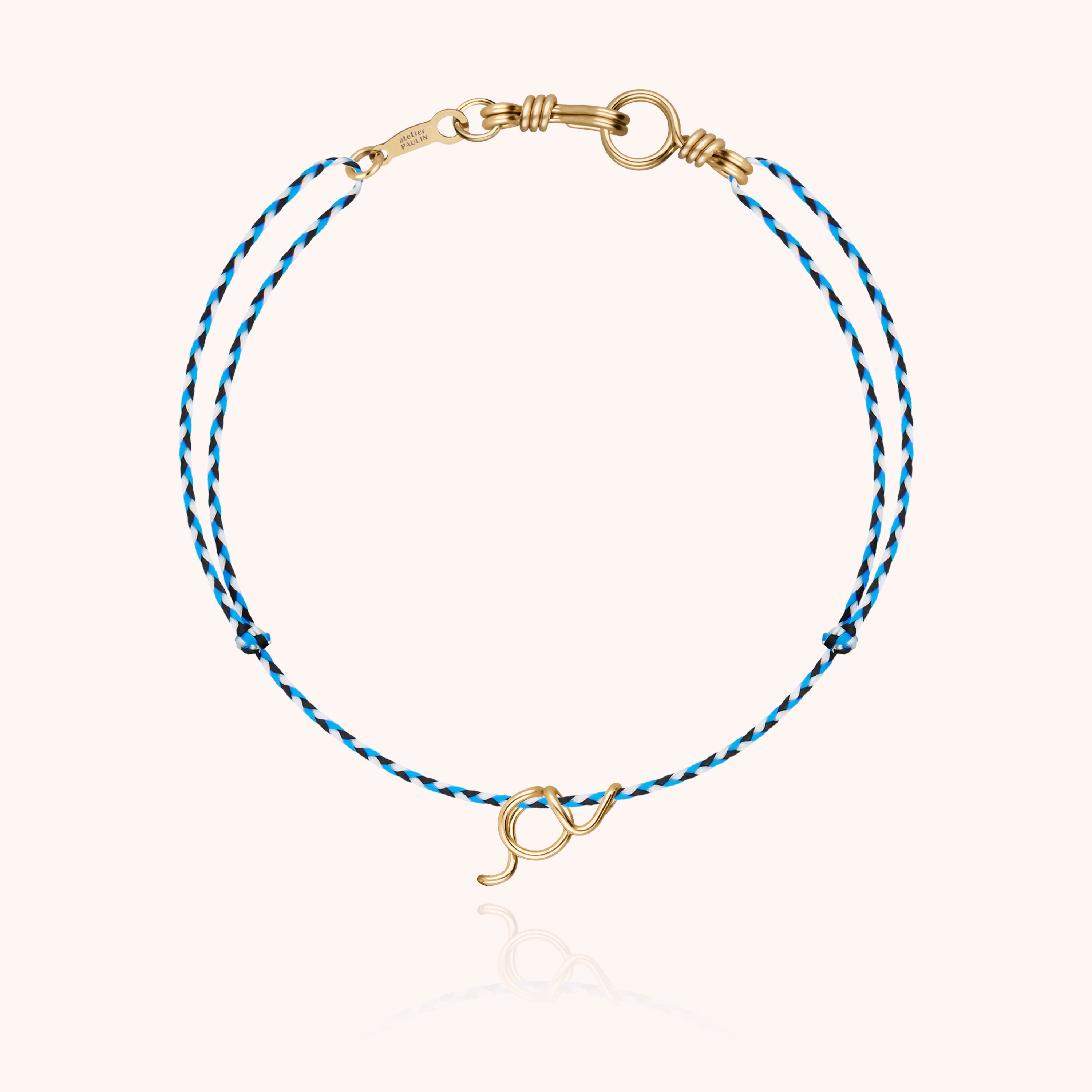 Bracelet Cordon Initiale Attache moi - or jaune laminé