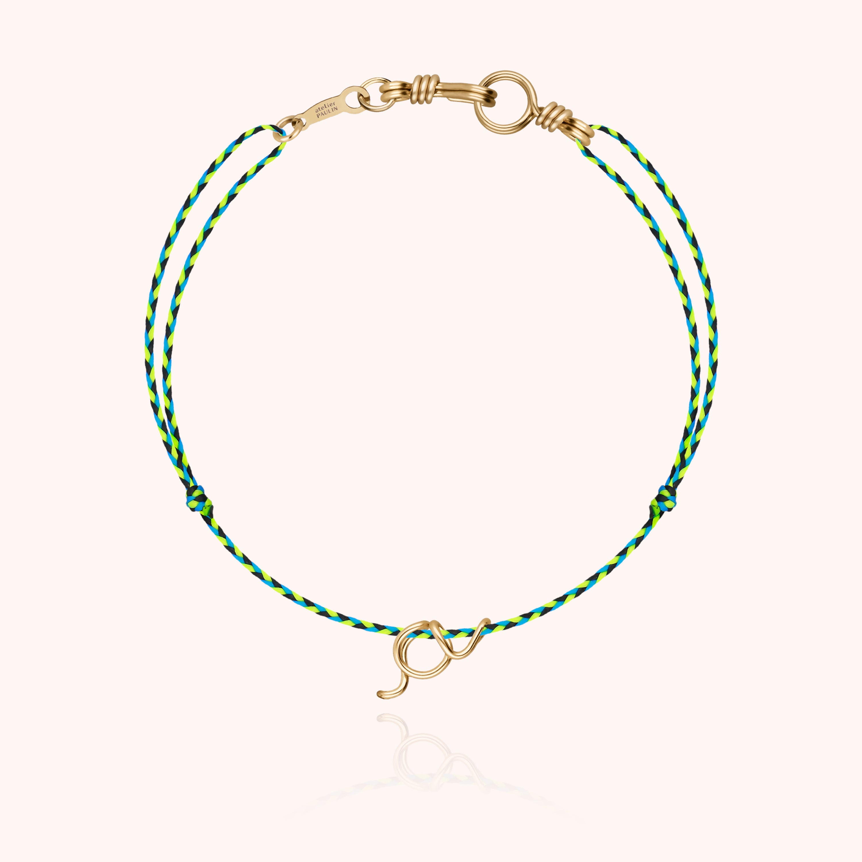 Attache moi Initiale Cord Bracelet - 18k yellow gold 