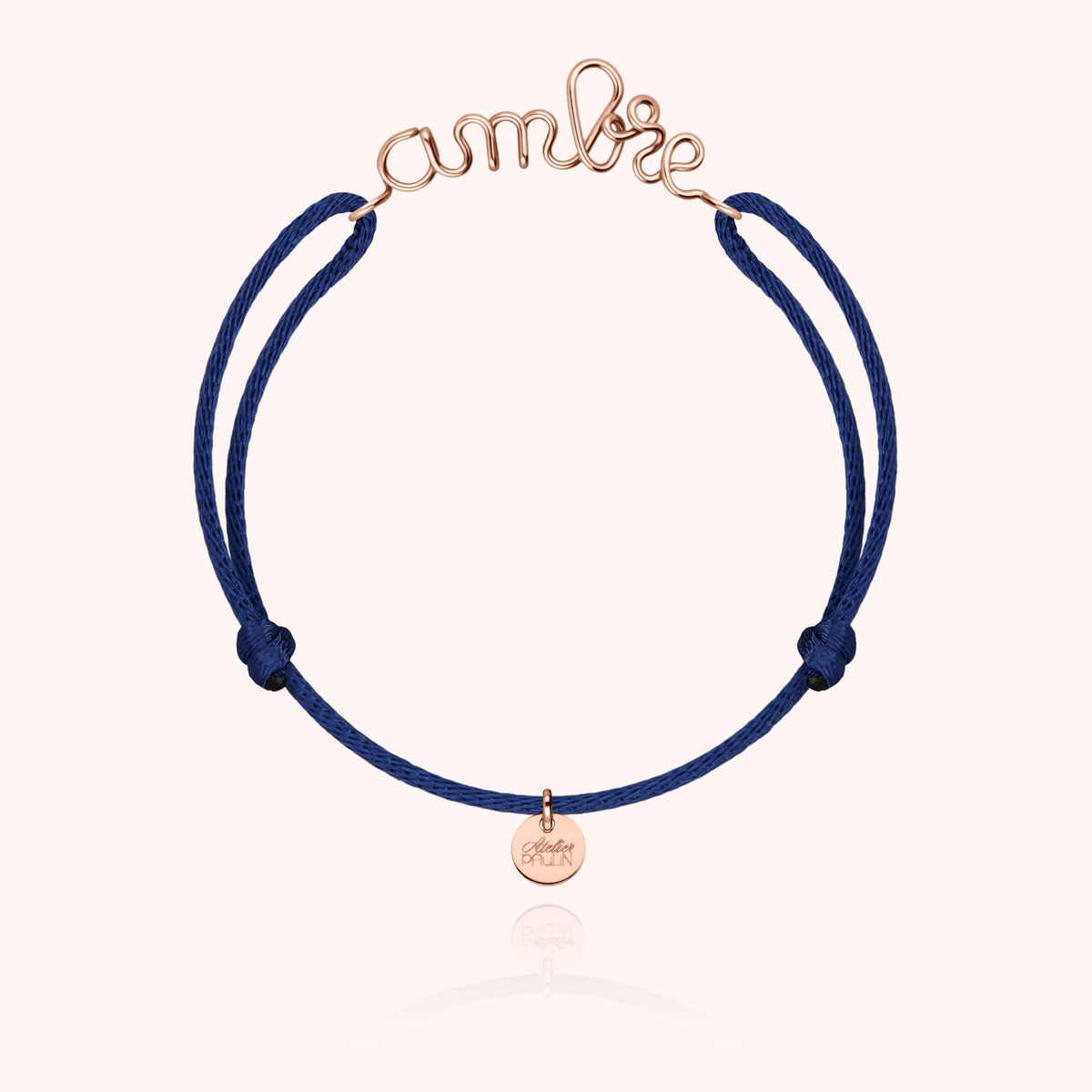 Bracciale Cordino Originale Personalizzato in filo d'oro rosa laminato 14k
