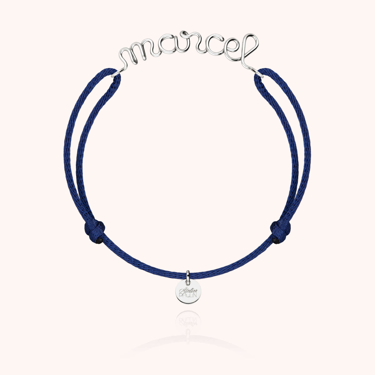 Personalisiertes Armband Original Kordel aus 18K Weißgold — von Hand gefertigt in Paris