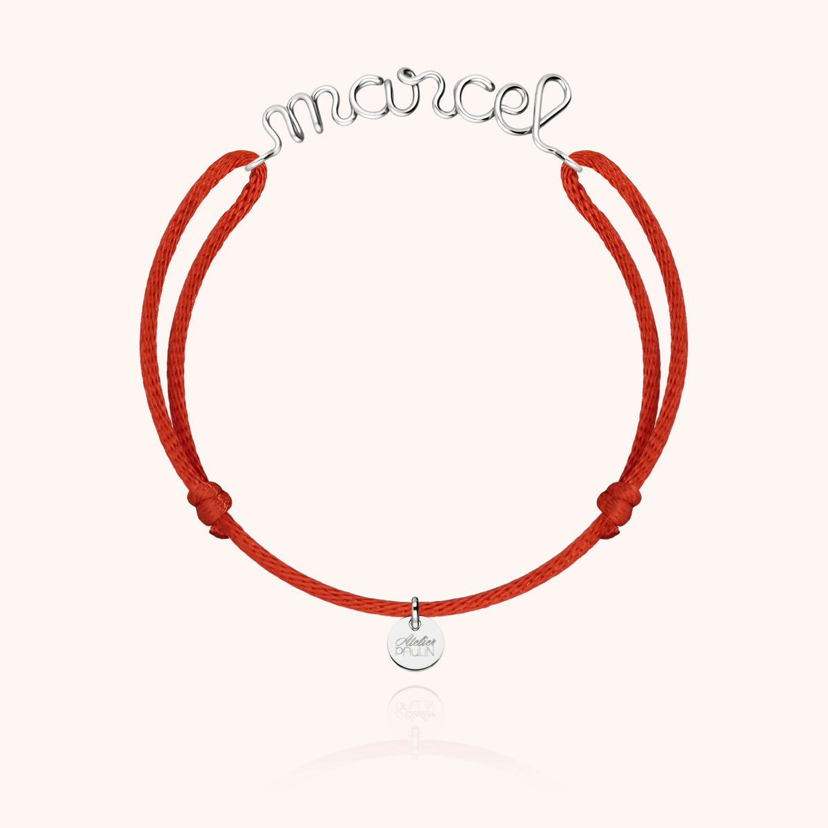 Personalisiertes Armband Original Kordel am Handgelenk getragen — 18K Weißgold sichere Expresslieferung