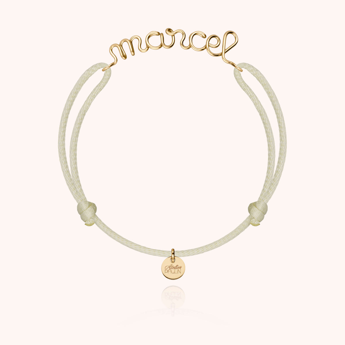 Personalisiertes Armband Original Kordel aus gelbem Goldfilled — von Hand gefertigter Schmuck Atelier Paulin