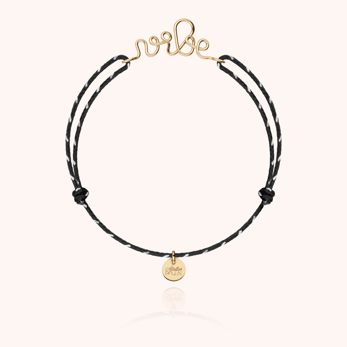 Bracciale Cordino Riflettente Personalizzato in filo d'oro giallo laminato 14k