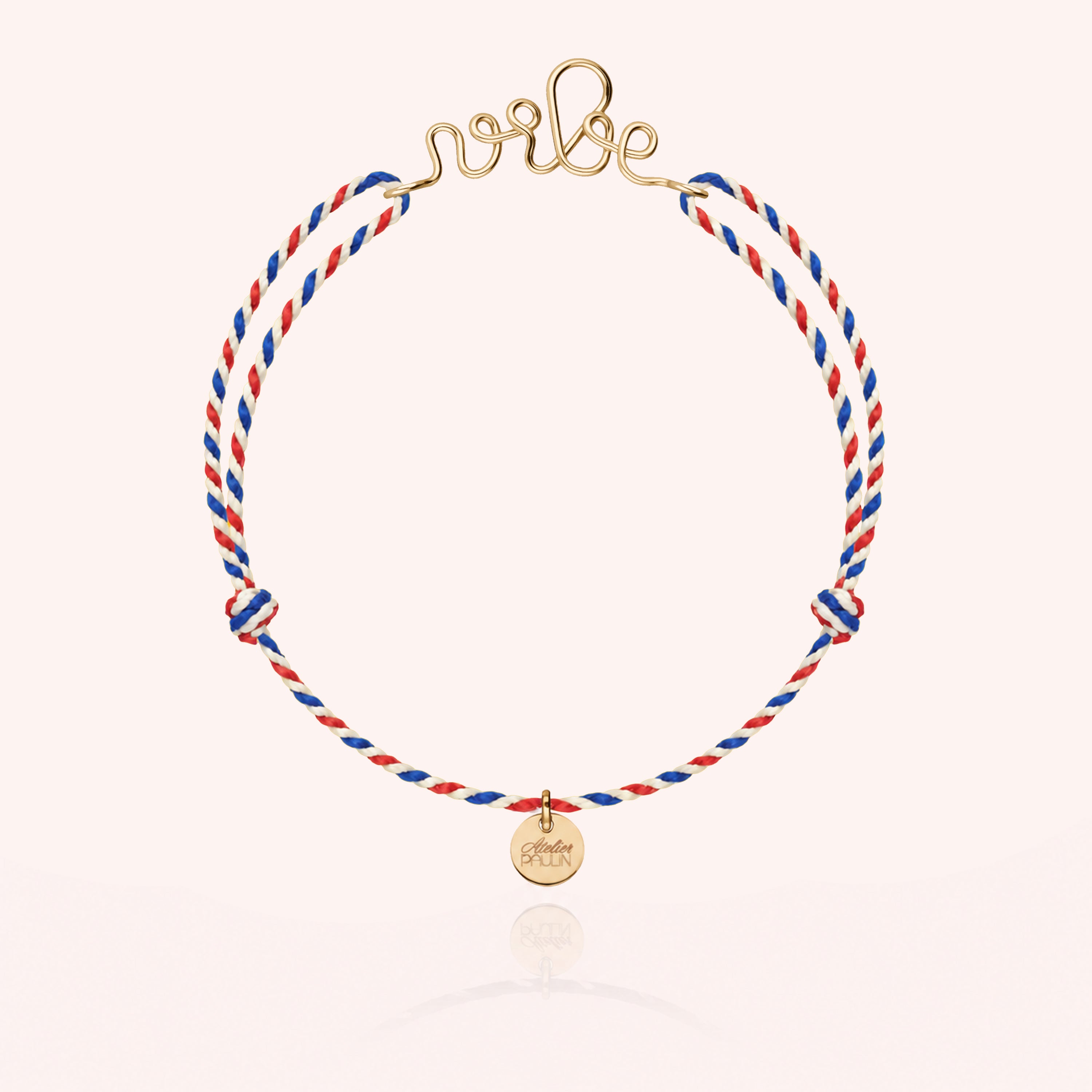 Bracelet Personnalisé Cordon France - or jaune laminé