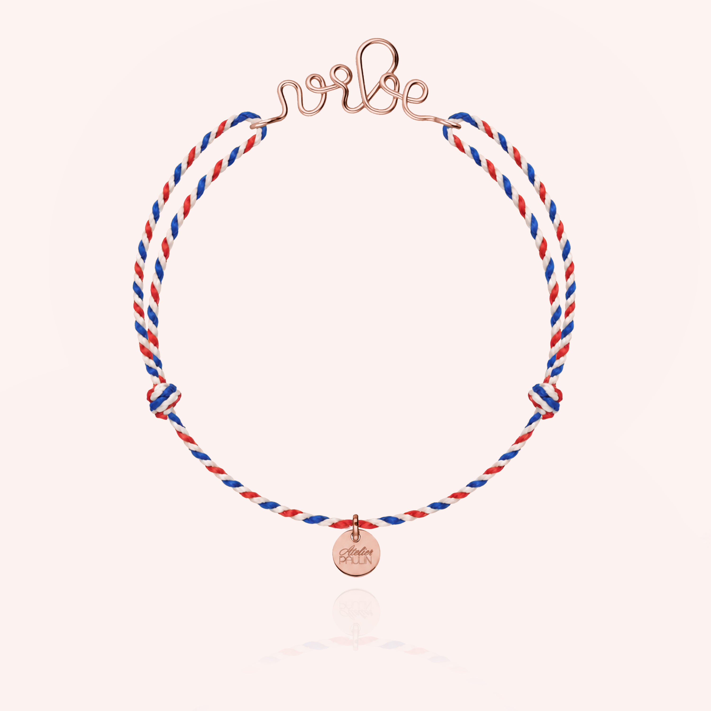 Bracelet Personnalisé Cordon France - or rose laminé