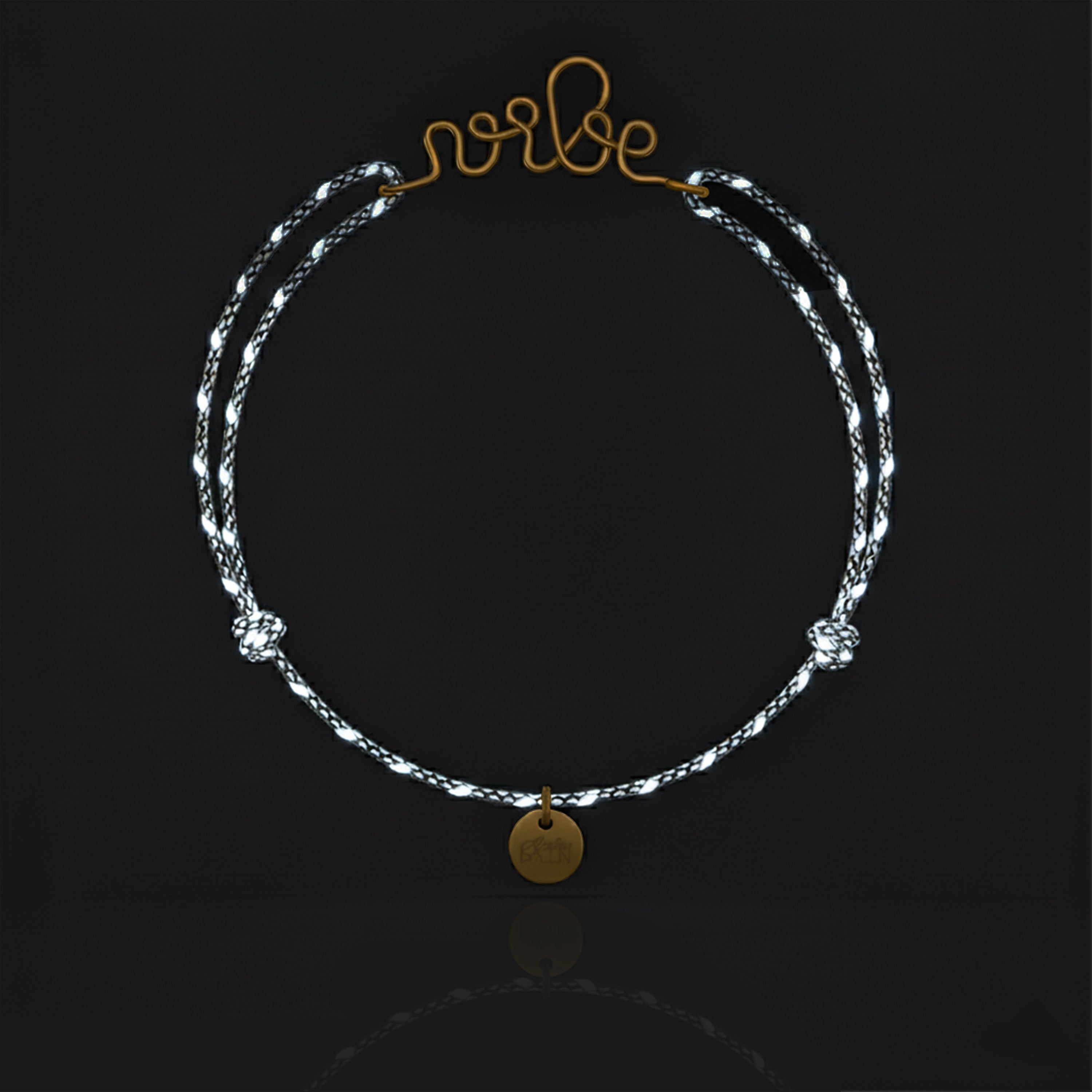 Bracelet Cordon Réfléchissant Personnalisé - or jaune laminé