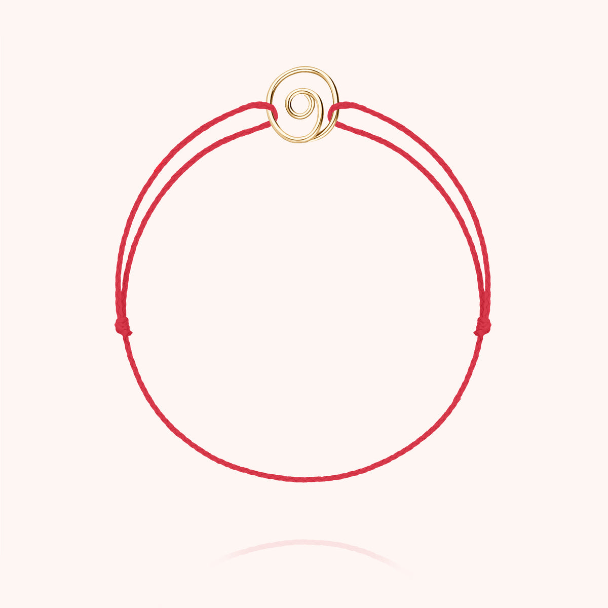 Bracelet Cordon Rouge Oeil de Sainte Lucie en or jaune laminé, cordon rouge