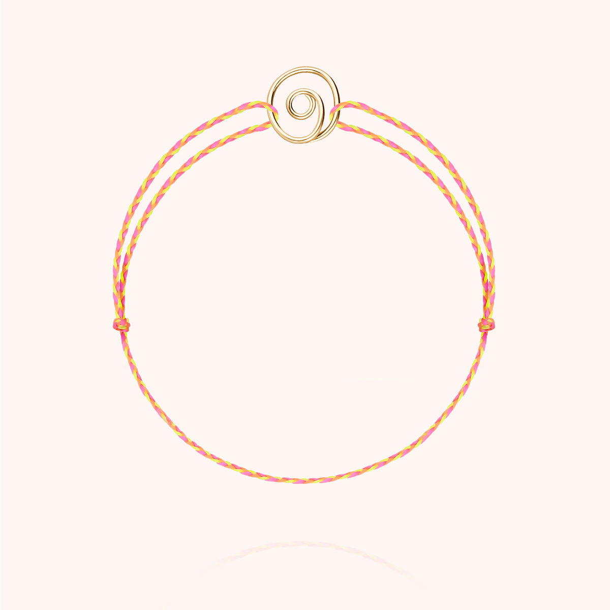 Bracelet Cordon Slim Knot Orange Oeil de Sainte Lucie en or jaune laminé