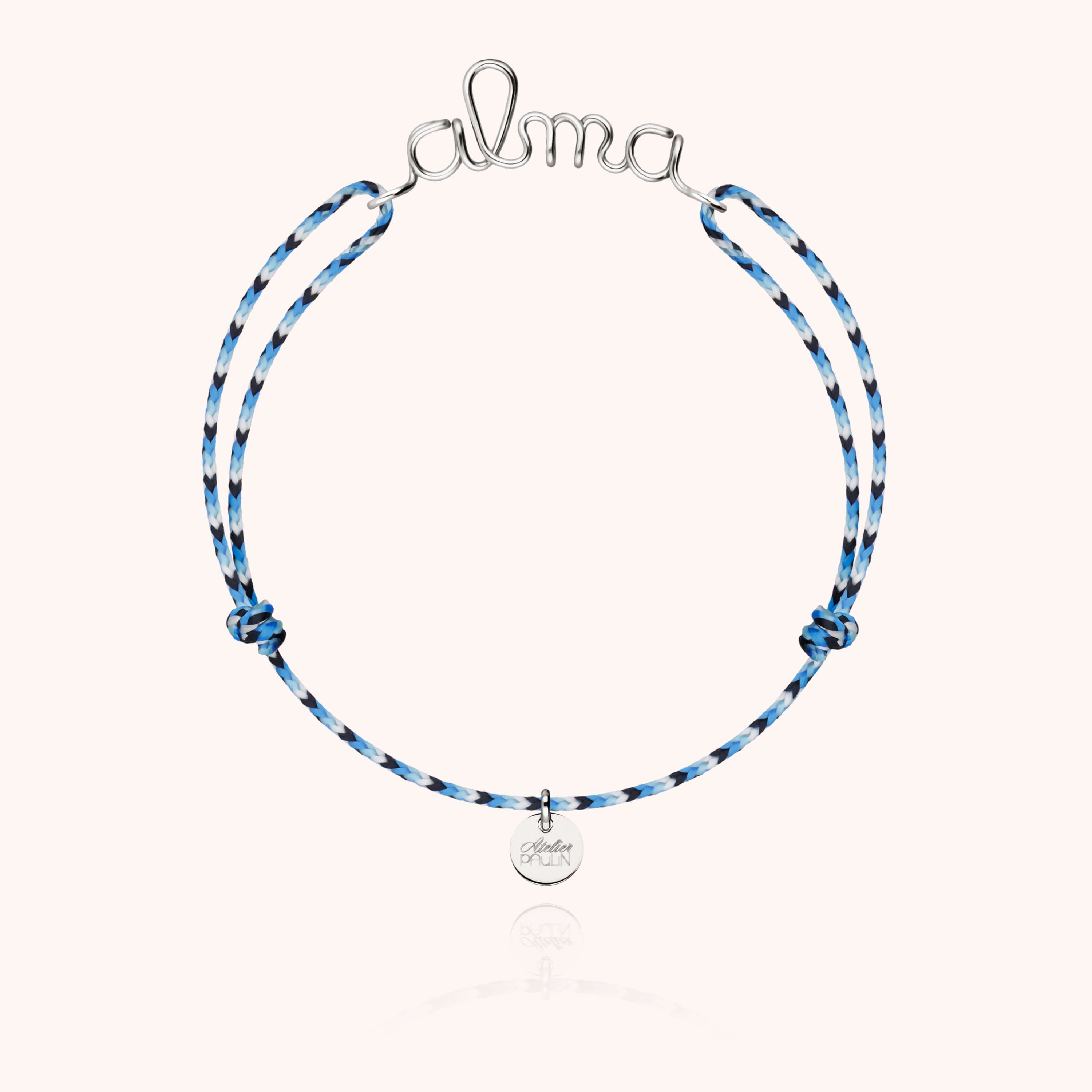 Bracelet Cordon Slim Knot Personnalisé en or blanc 18K — bijou fait main Atelier Paulin