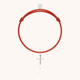 Symbolic Cross Charms Cord Bracelet - White 18k gold