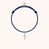 Symbolic Cross Charms Cord Bracelet - Yellow 18k gold