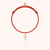 Symbolic Cross Charms Cord Bracelet - Yellow 14k gold-filled