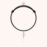 Symbolic Cross Charms Cord Bracelet - Rose 18k gold