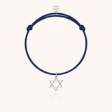 Symbolic Star of David Charms Cord Bracelet - silver