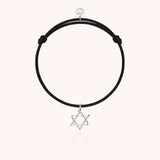 Symbolic Star of David Charms Cord Bracelet - White 18k gold