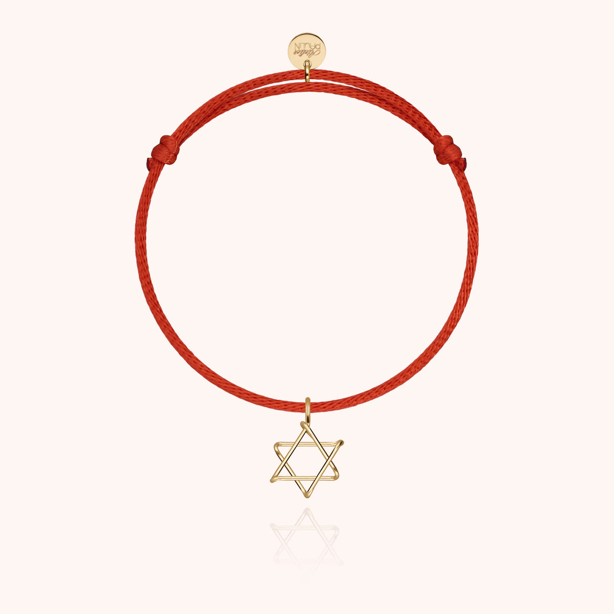 Bracelet Cordon Charms Symbolic Étoile de David — gros plan sur le fermoir, or jaune laminé