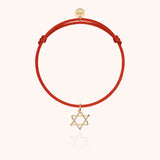 Symbolic Star of David Charms Cord Bracelet - Yellow 18k gold