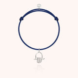 Symbolic Hand of Fatima Charms Cord Bracelet - White 18k gold
