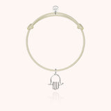 Symbolic Hand of Fatima Charms Cord Bracelet - silver