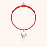 Symbolic Hand of Fatima Charms Cord Bracelet - Rose 14k gold-filled wire