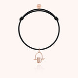 Symbolic Hand of Fatima Charms Cord Bracelet - Rose 18k gold