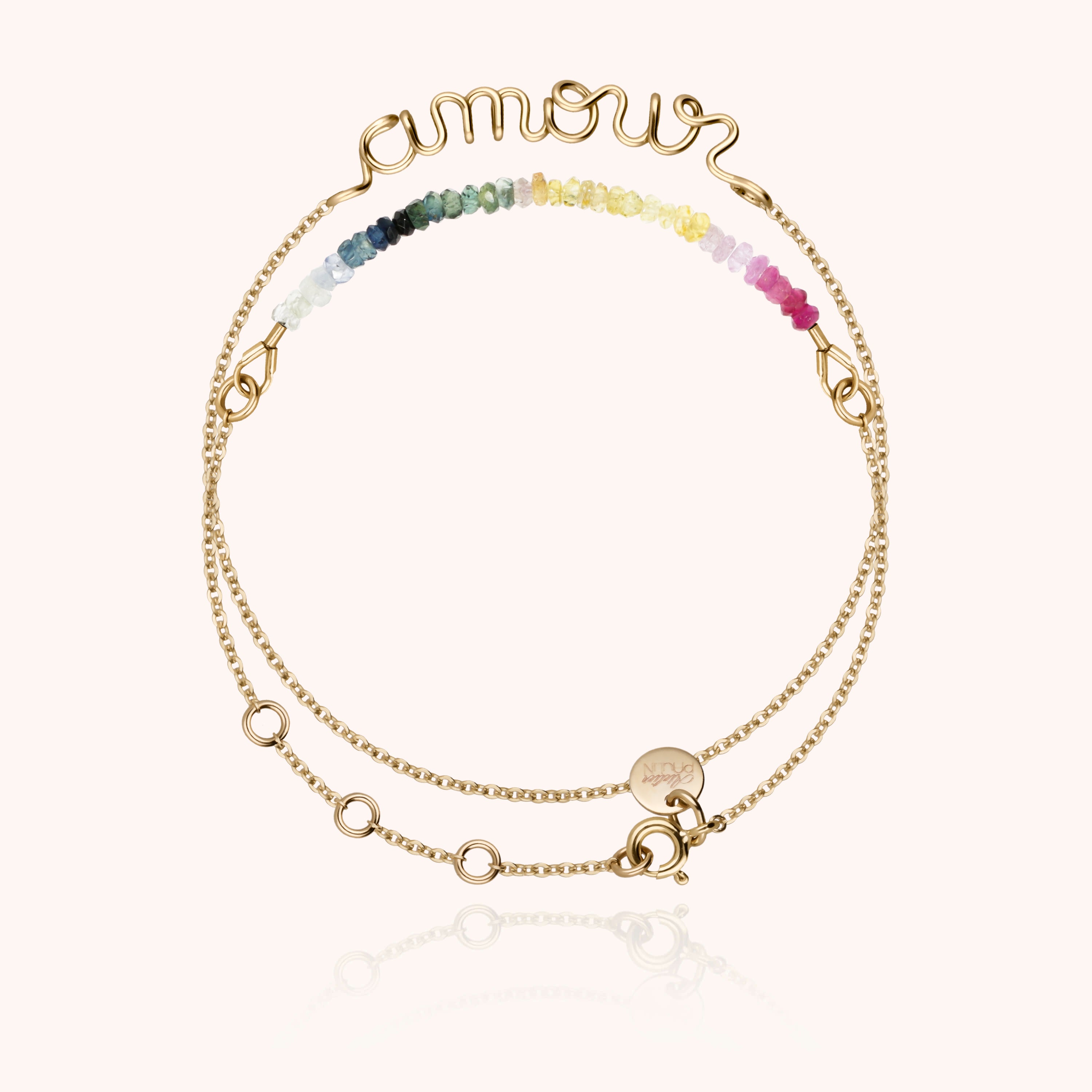 Bracelet Double Tour Personnalisé - saphir rainbow — bijou artisanal fait main