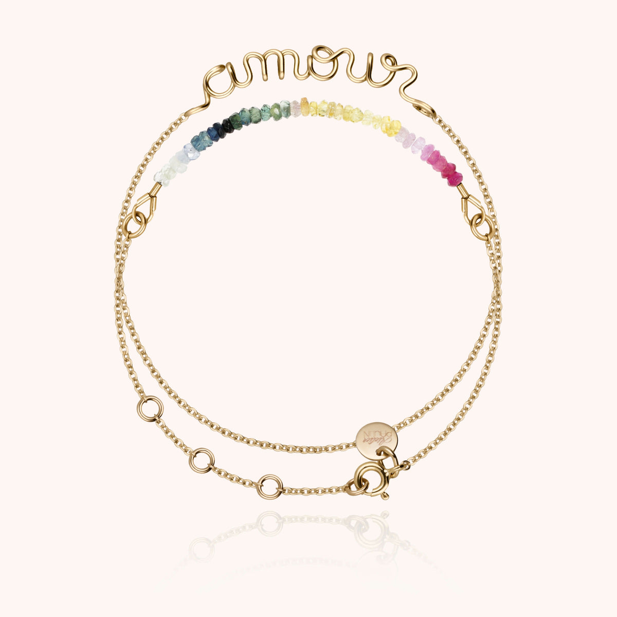 Bracciale Doppio Giro Personalizzato con zaffiro arcobaleno