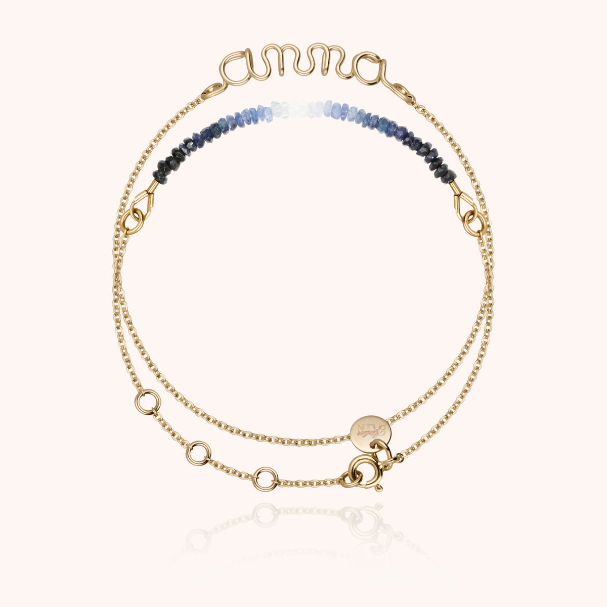 Bracciale Doppio Giro Personalizzato con zaffiro blu