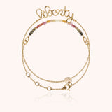 Bracelet Double Tour Personnalisé - saphir fauve