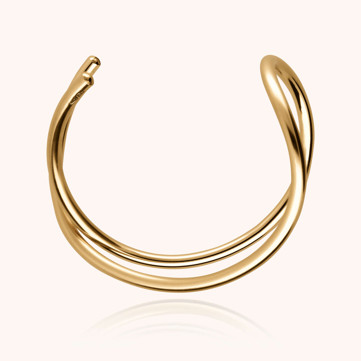 Bracciale a Polsino Outline Lettera L in filo d'oro giallo laminato 14k
