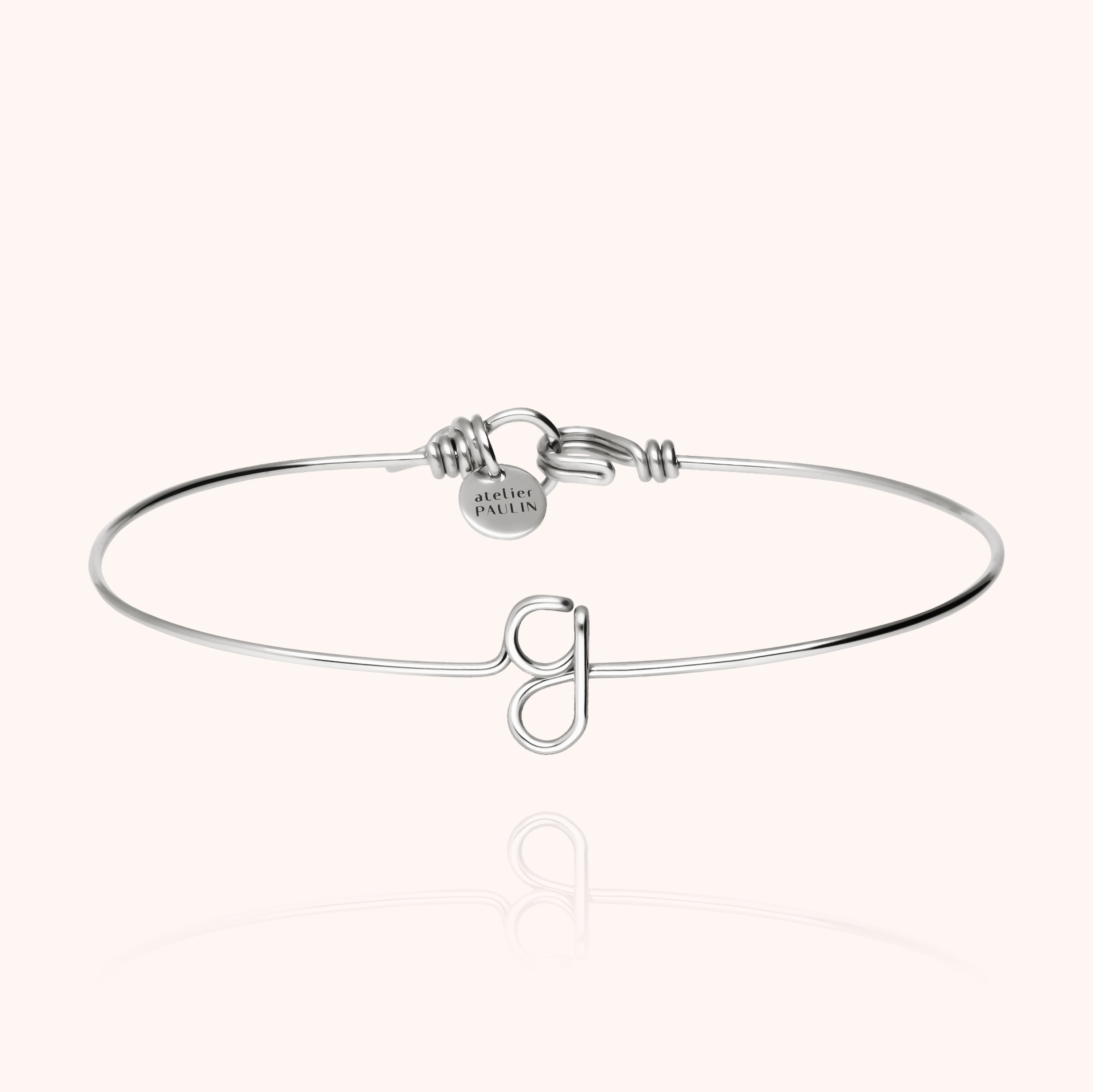 Bracelet Jonc Original Initiale en argent sterling 925 — expédition sécurisée Paris